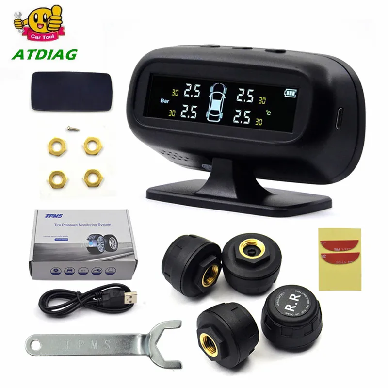 Solar Power TPMS Car Tire Pressure Alarm Monitor System Auto Security Systems Tyre Temperature Warning | Автомобили и мотоциклы