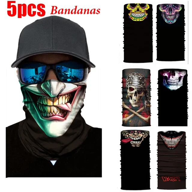 

Skull Face Mask Cycling Bandanas Breathable Anti-Uv Windproof Headband Scarfs Tube Bike Ski Hiking 3D Halloween Magic Balaclava