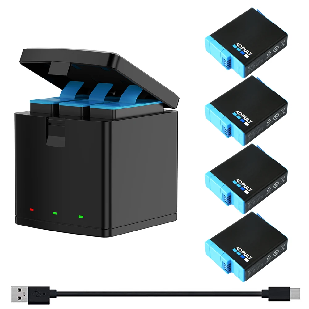 

Зарядное устройство для GoPro 9 10, 3-сторонний умный зарядный чехол, перезаряжаемый аккумулятор 1850 мАч для Go pro Hero 9 10, аксессуары