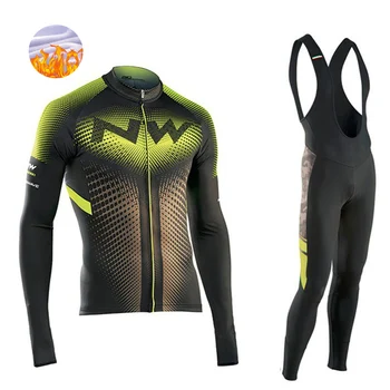 

2020 Winter thermal fleece Northwave Cycling Clothes NW men's Jersey suit outdoor riding bike MTB clothing warm Bib Pants set