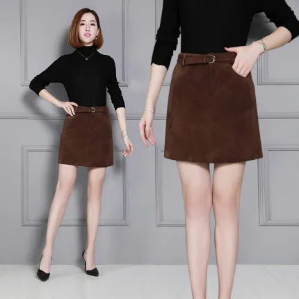 

2018 New Fashion Genuine Sheep Leather Skirt K15