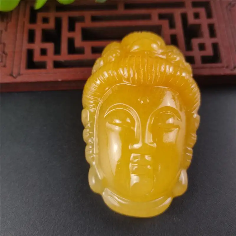 

Китайский юньна, желтый дракон, нефрит, резная искусственная голова Будды, нефритовый кулон, ожерелье, подарок