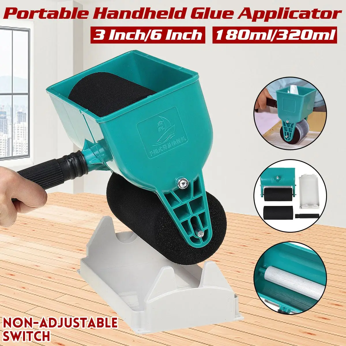 3/6 Inch Glue Applicator Paint Bucket Portable Handheld Roller Manual Gluer for Woodworking Paiting Tools 180/320mL Dropshipping afbeelding