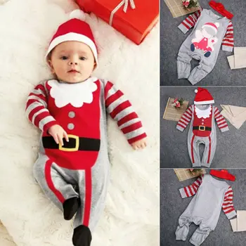 

My First Christmas Newborn Baby Girls Boys 0-24M Santa Claus Cotton Romper Clothes