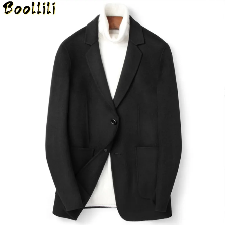 

Wool Boollili Double-sided Coat Men Korean Woolen Jacket Spring Autumn Overcoat Mens Coats Casaco Masculino