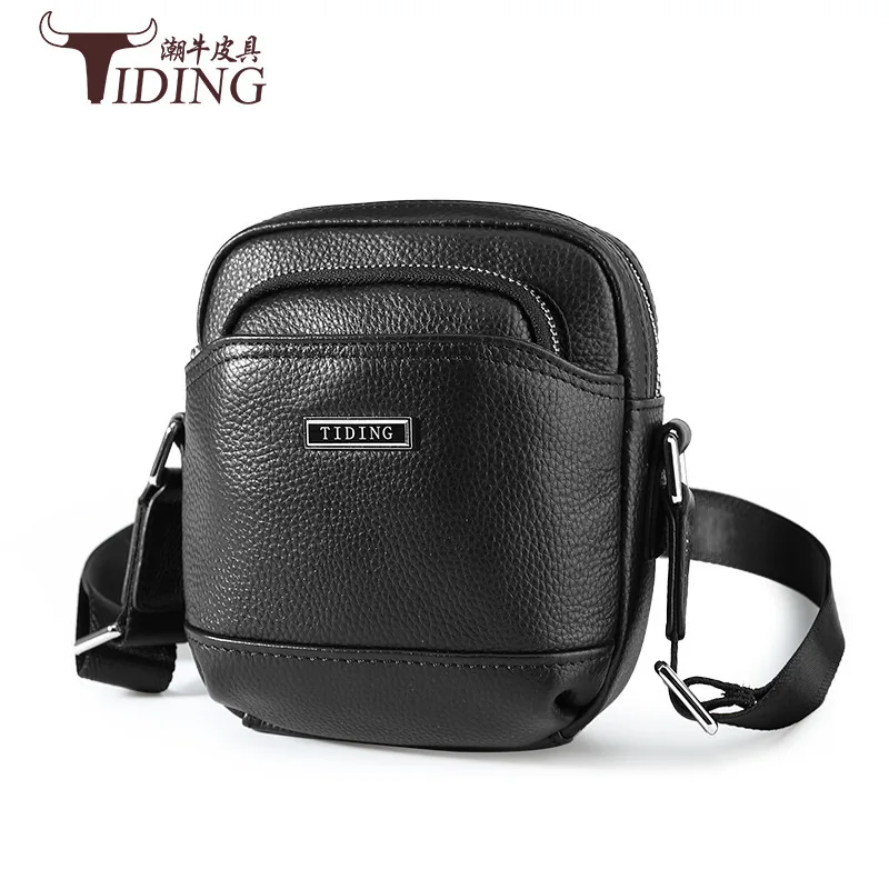 

Tiding New Style Business MEN'S Leather Shoulder Bag Multi-functional Outdoor Casual Mini Messenger Bag Leather Phone Bag