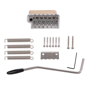 

10.5mm 6 Saddle Hardtail Bridge Top Load Electric Guitar Tailpiece With Wrench Screws, Chrome