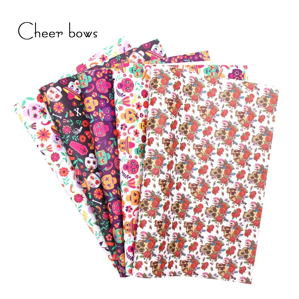 Кожаные листы с черепом Cheerbow 22 см * 30 виниловые кожаные на Хэллоуин день смерти