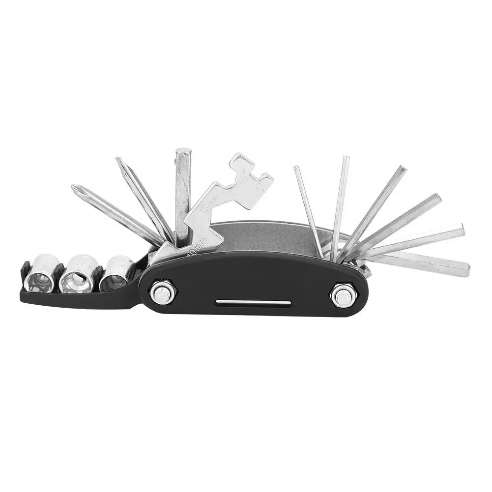 ClookYuan 16-in-one Multi-purpose Bike Combination Repair Vehicle Repair Tools Mountain Bike Accessories Black/&Silver