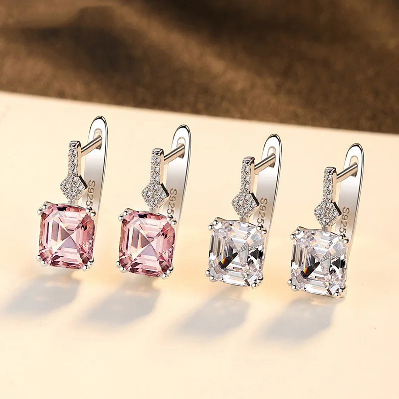 925 sterling silver earrings female Morgan stone high quality Zircon Earrings Wedding Engagement Fashion Jewelry Gifts