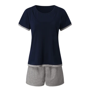 

Maternity Nursing T-Shirt Top+Shorts Set Maternity Mom Short Sleeve Pyjama Set Maternity Pajama Sleep Pant L