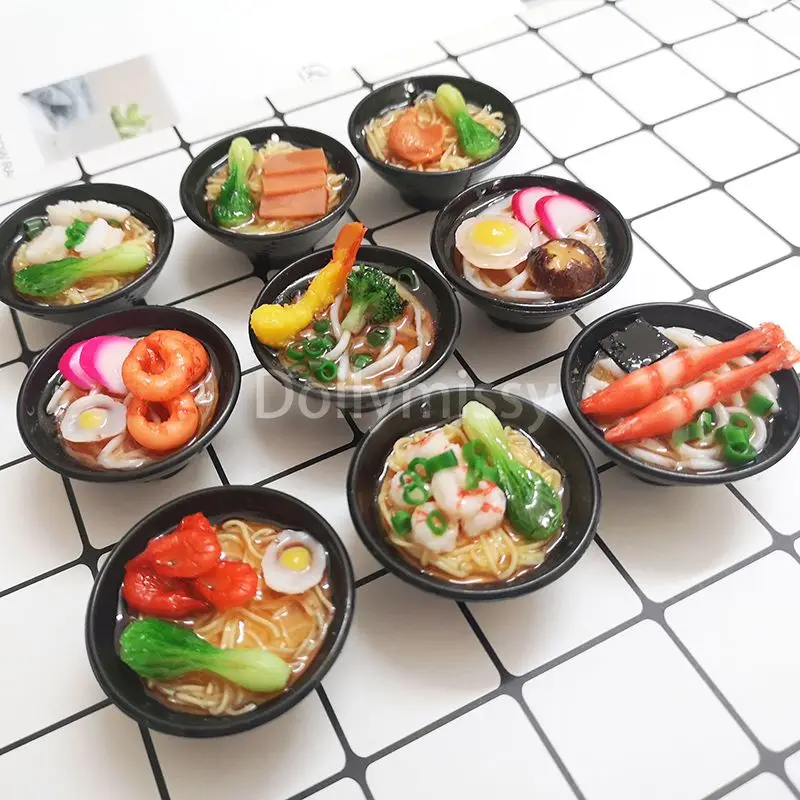 1:6 Scale Dollhouse Miniature Japanese Seafood Noodles Pretend Kitchen Food 2PCS For Blyth Barbies Bjd 1/6 Doll Accessories