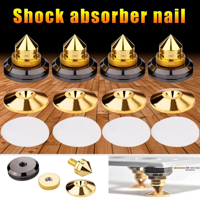 4 Set Gold Speaker Spike with Floor Discs Stand Foot Isolation Spikes