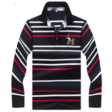 Мужские поло Осень Зима Новая рубашка поло Высококачественная брендовая Хлопковая мужская деловая рубашка поло Повседневная полосатая рубашка поло мужская