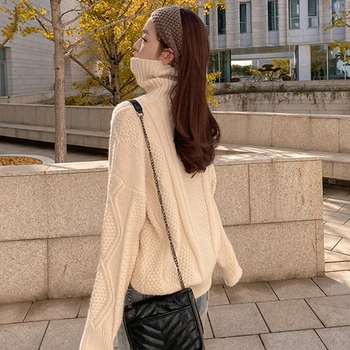 

Women's Sweaters Turtleneck Pullovers Casual Korean Knitted Stylish Female Jumpers New 2020 Autumn Winter Standard