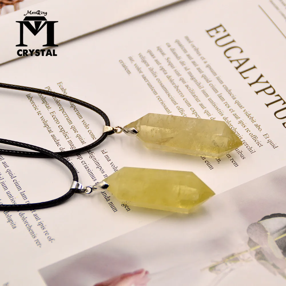 Uds de cristal Natural citrino colgante de moda Simple punto Reiki gema en bruto recuerdo de collar para las mujeres de los hombres de minerales de la joyería