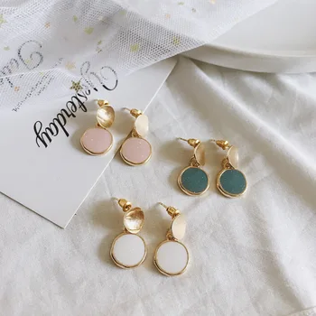 

Creative Cool Simple Geometry round Beautiful Hong Kong Style Small Ear Stud Daily Life Pierceless Students Clip-on 5519e