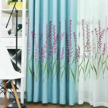 

European-style Cotton and Linen Embroidered Curtains for Living Room Korean Hole Hook Bedroom Plant Flower Bay Window