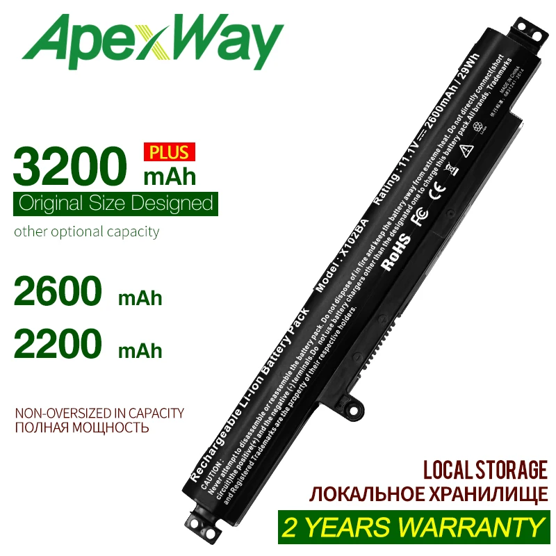 Аккумулятор ApexWay 3Cell 11 1 В 2600 мА/ч для ноутбука ASUS A31N1311 VivoBook X102B X102BA F102BA F102B F102BA-DF047H |