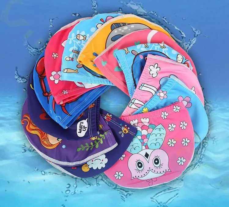 Cartoon Printed Kids Childrens Fabric Swimming Hat Waterproof Swim Cap Cute~ 