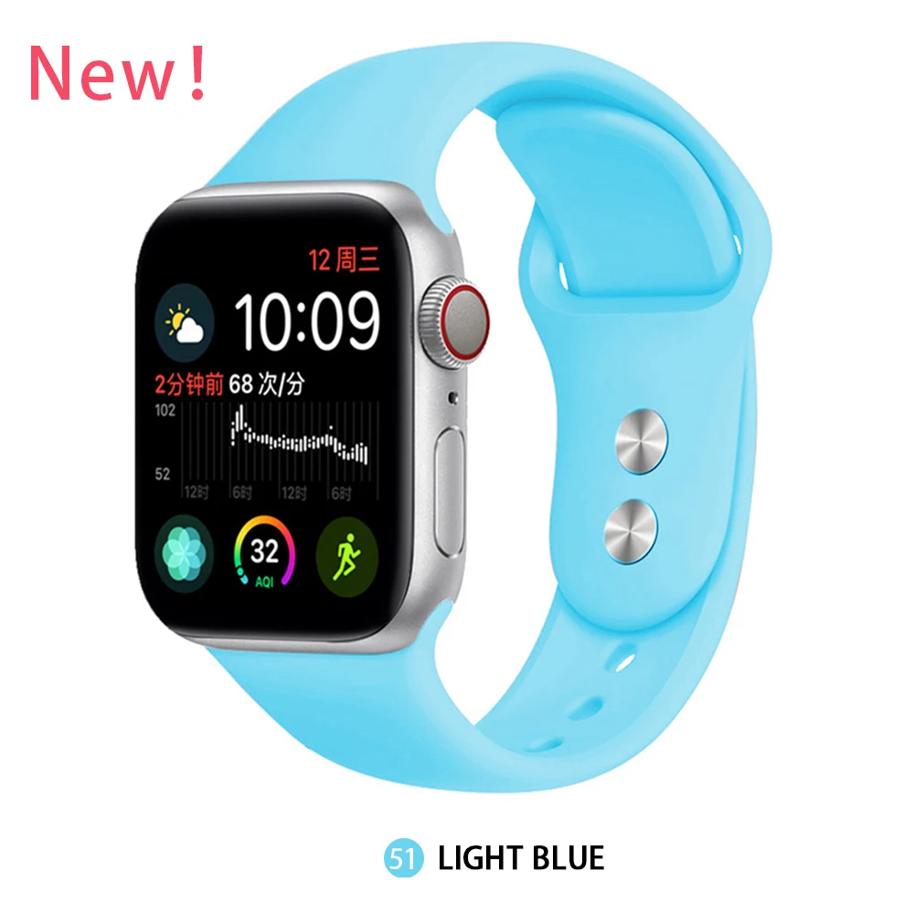 Силиконовый ремешок для Apple Watch 38 мм 42 мм iwatch 5 ремешок 44 мм 40 мм спортивный браслет резиновый ремешок для iwatch 4 3 2 1 - Цвет ремешка: Light blue