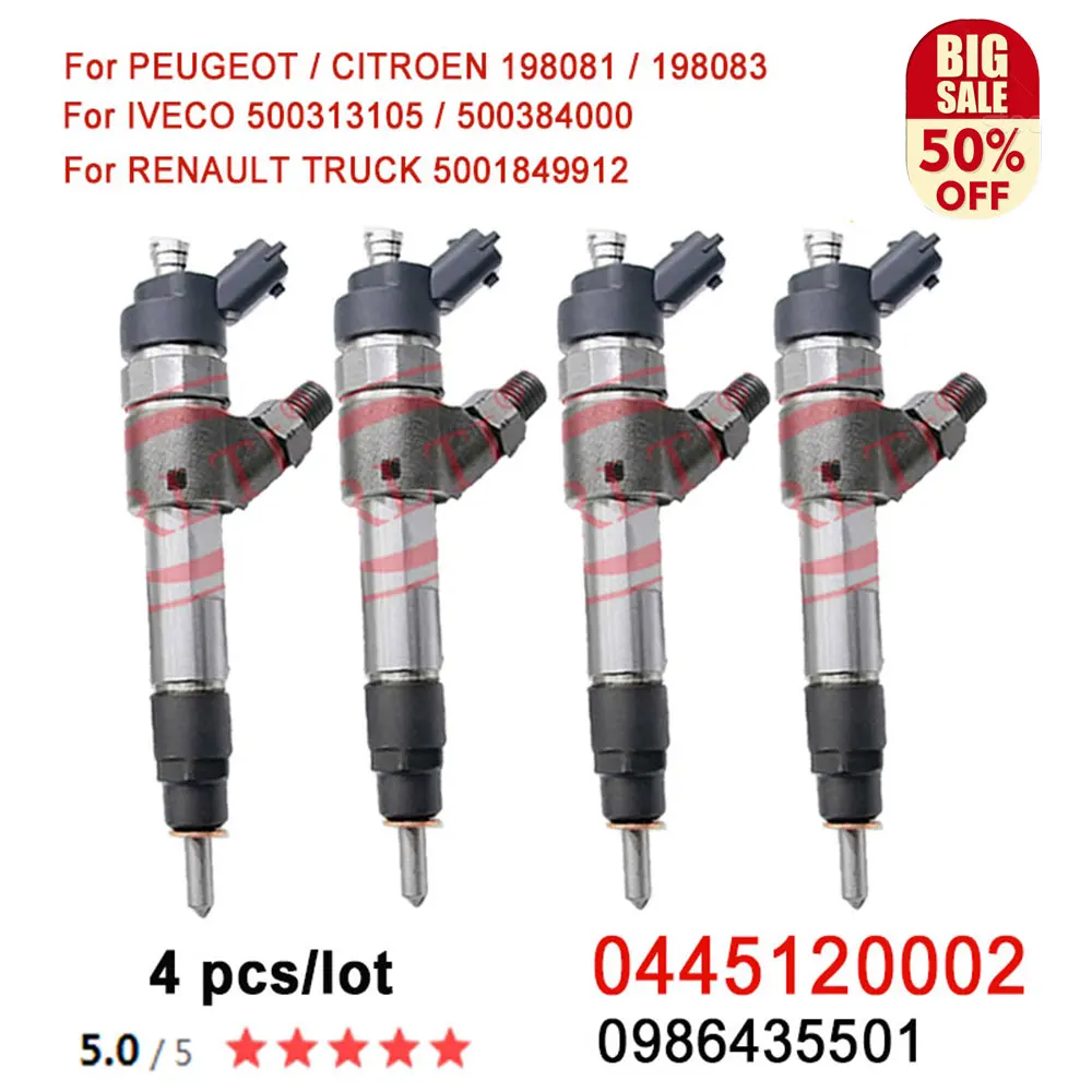 

4PCS Diesel Fuel Injector 0445120002, 0 445 120 002, 0986435501 for Camionnette (230L) JUMPER Camion plate-forme(230) IVECO