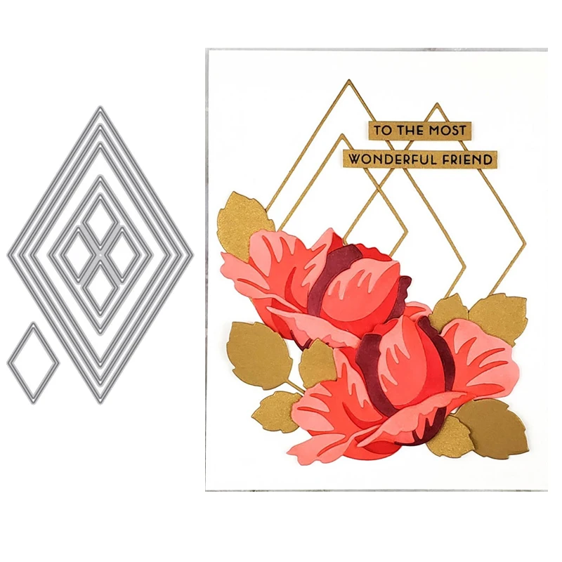 

Delicate Diamonds Frame Metal Cutting Dies Stencil For Scrapbooking Embossing DIY Paper Card Album Handcraft