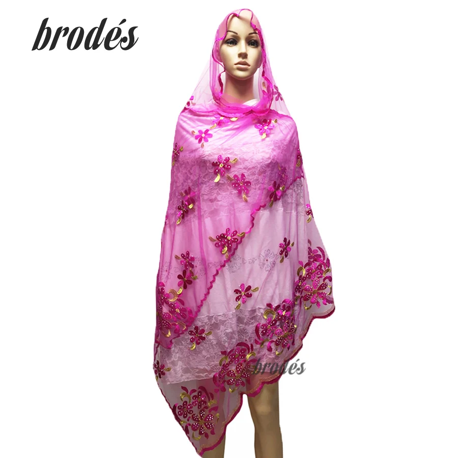 

2019 New Fashionable Big flowers new fashion muslim embroidery scarf multinational long scarf shawls wrap FREE SHIPING