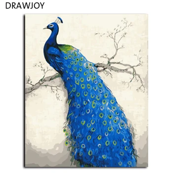 

Peacock Frameless Pictures Painting By Numbers DIY Digital Canvas Oil Painting Europe Home Decoration Wall Art G456