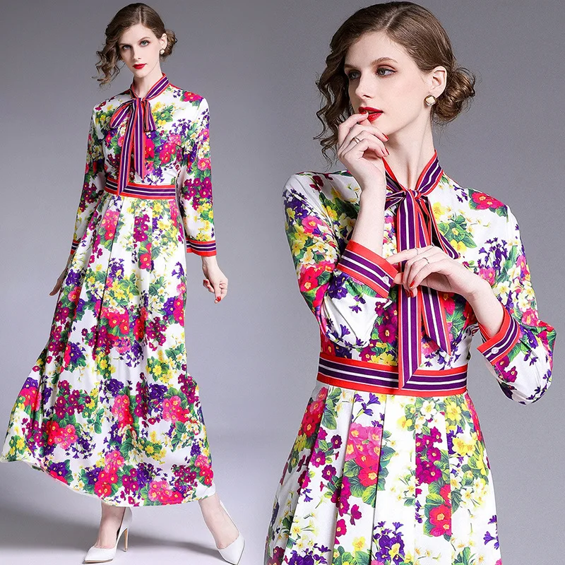 

Photo Shoot Europe And America Versitile Fashion 2019 New Products Women's Dress Waist Hugging Slim Fit Slimming Positioning Flo