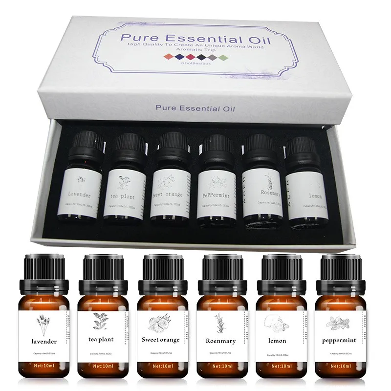 10ml 6pcs Essential Oils Nature Lavender Tea Tree Lemon Sweet