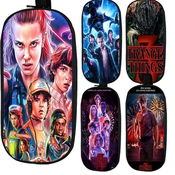 

Stranger Things 3 Cosmetic Case TV Series Double Layer Boys Pen Bag Makeup Bags for Girls Penlice Bag Primary School Supplies