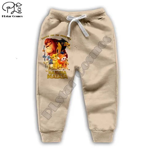 kids pants Семейный комплект для детей, толстовка на молнии с 3d принтом «Король Лев» Simba толстовки с капюшоном и штаны с героями мультфильмов MATATA для маленьких мальчиков и девочек, HAKUNA mufasa - Цвет: kids pants