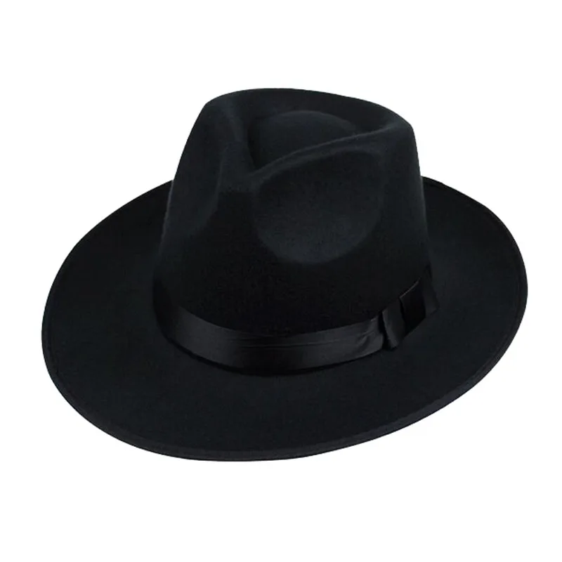 Мужская фетровая Шляпа Fedora Trilby с широкими полями унисекс шерстяные шапки для женщин Джаз Кепка Панама осень зима джентльмен шляпа черный серый коричневый