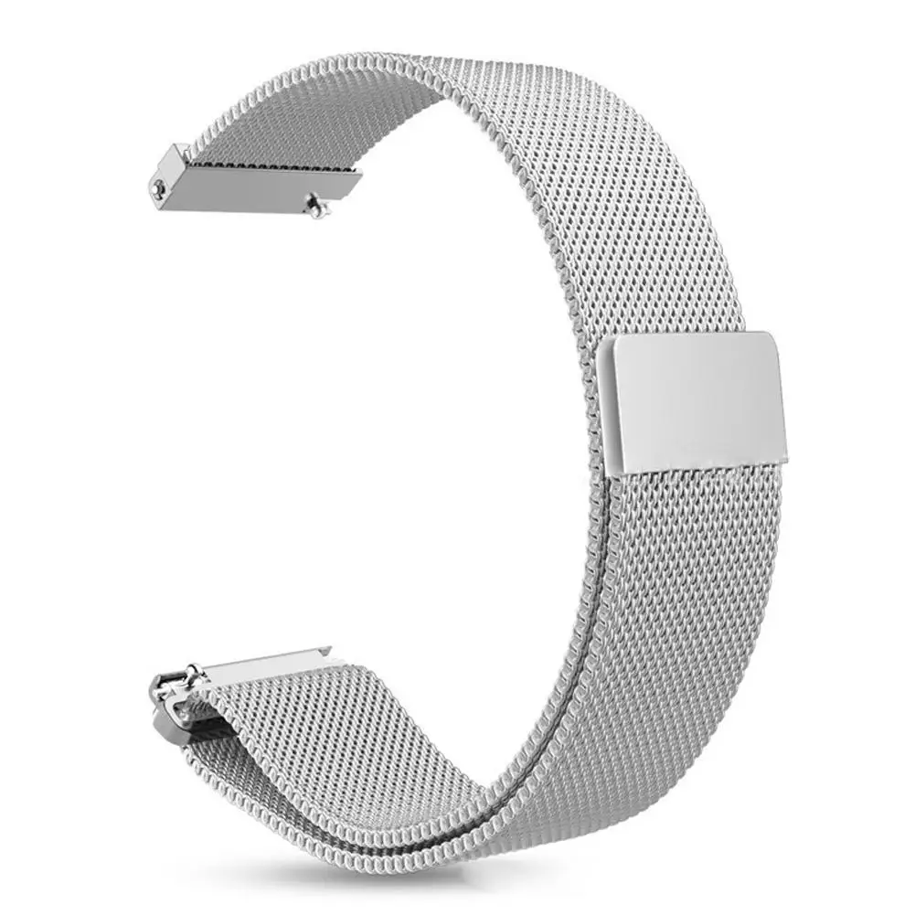 22 мм 20 мм металлический браслет из нержавеющей стали для Xiaomi Amazfit Bip Pace ремешок на запястье Миланская петля магнитные умные часы с ремнем браслет - Цвет: Silver