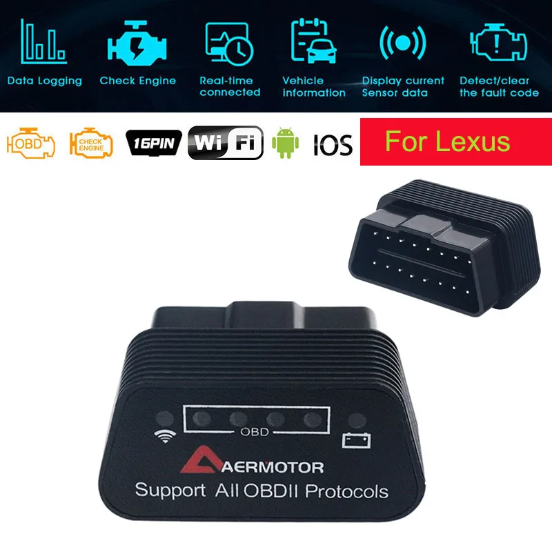 Сканер для Lexus IS250 IS300 IS350 RX300 RX350 GS350 ES GS GX LS LX LC WIFI ELM327 OBD2 считыватель кодов 25K80
