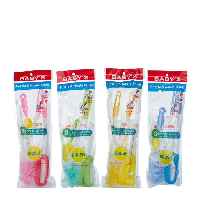 5 Baby Bottle Brushes Sponge Plastic Glass Milk Water Cup Cleaning Brush 360-degree Rotating Head Pacifier Brushes Tube Cleaner