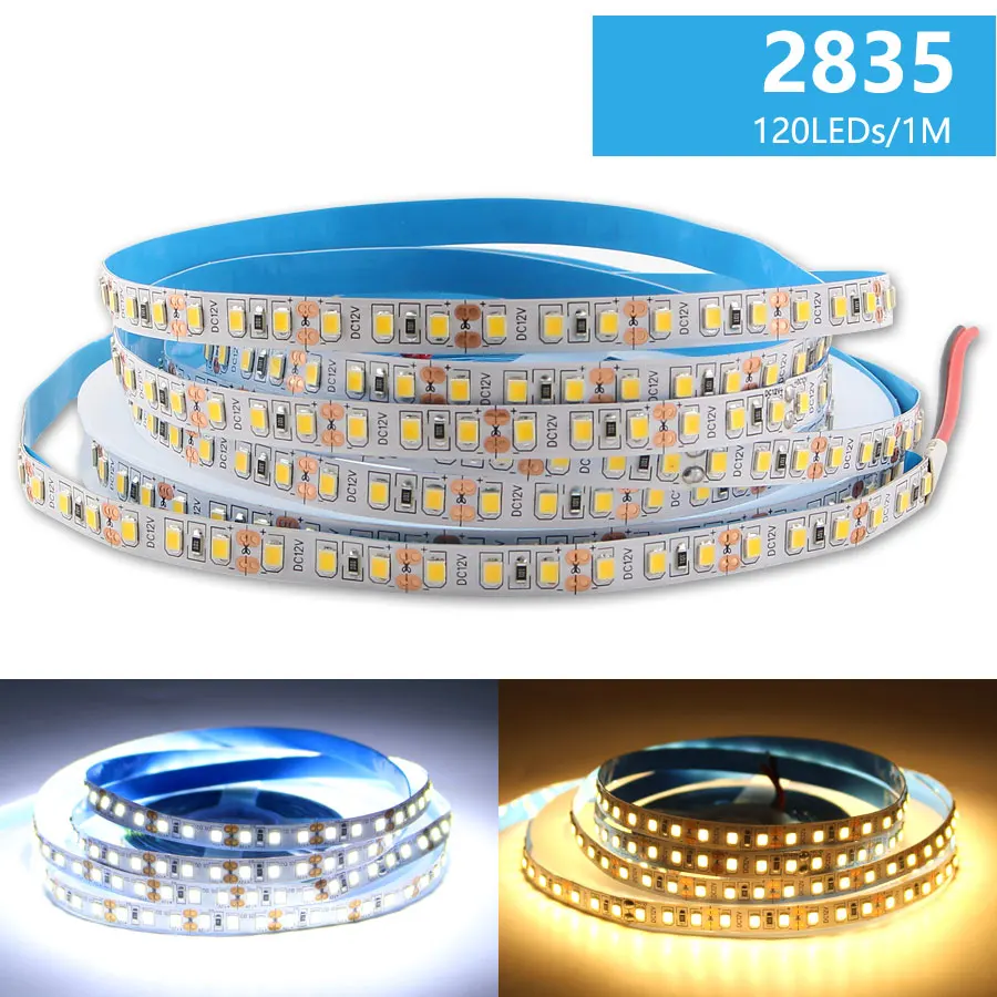 DC 5V 12V 24V SMD 2835 Светодиодная лента 5m Белая светодиодная лента не водонепроницаемая лампа световые полосы декор для кухни ТВ СВЕТОДИОДНЫЙ лента