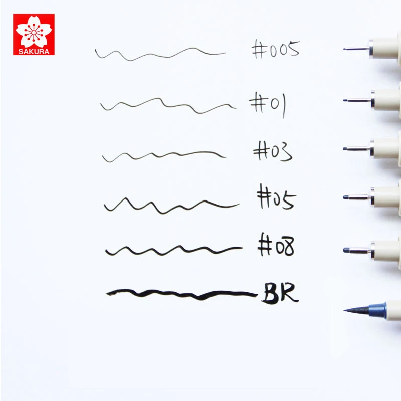 Sakura Pigma Micron Neelde мягкая кисть Ручка для рисования Fineliner Мультяшные чернила