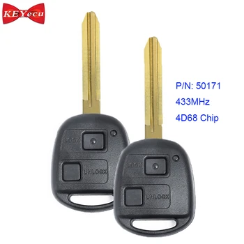 

KEYECU 2pcs for Toyota Avensis Kluger Prado120 Tarago RAV4 Replacement Remote Control Key Fob 433MHz 4D68 Chip P/N 50171, 42050