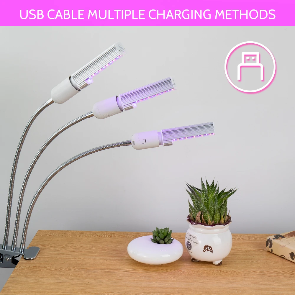 USB клип-на светильник для выращивания 360 ° светильник ing области 5 яркость полный спектр светодиодный светильник для выращивания растений автоматическое включение и выключение для выращивания рассада растений