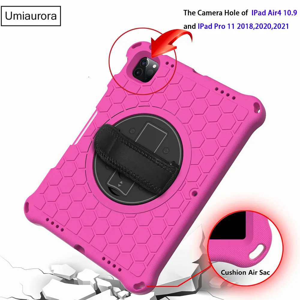 Capa à Prova de Choque Eva para Ipad 360 Girar Hand Strap Case Crianças Mini Air 10.9 9.7 2023 7th 8th 9th Gen 10.2 2023 Pro 11 - Imagem 3
