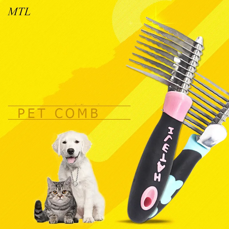 MTL Pet Плетеный гребешок для ухода за шерстью собак из нержавеющей стали Deshedding& Dematting Грабли Щетка кошка собака уход открытые узлы и запутывания