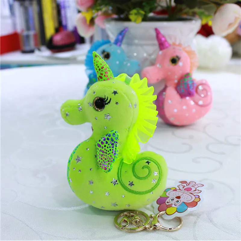 Wholesale 10cm kawaii unicorn plush doll toy lovely pink unicorn hippocampus plush Keychain marine animal plush 1 Wholesale 10cm kawaii unicorn plush doll toy lovely pink unicorn hippocampus plush Keychain marine animal plush 2