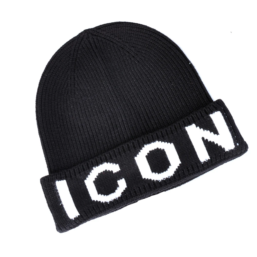 DSQICOND2 brand Beanie Embroidery Skiing Knitted Hats ICON Logo Women Men Winter Cap Warm Baggy Beanies Knit Skullies Bonnet Cap men's skullies and beanies