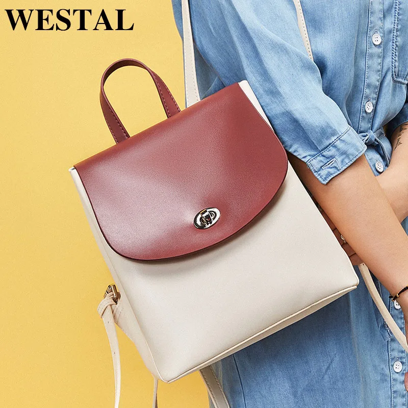 WESTAL маленький женский рюкзак женские сумки из натуральной кожи рюкзаки школьные