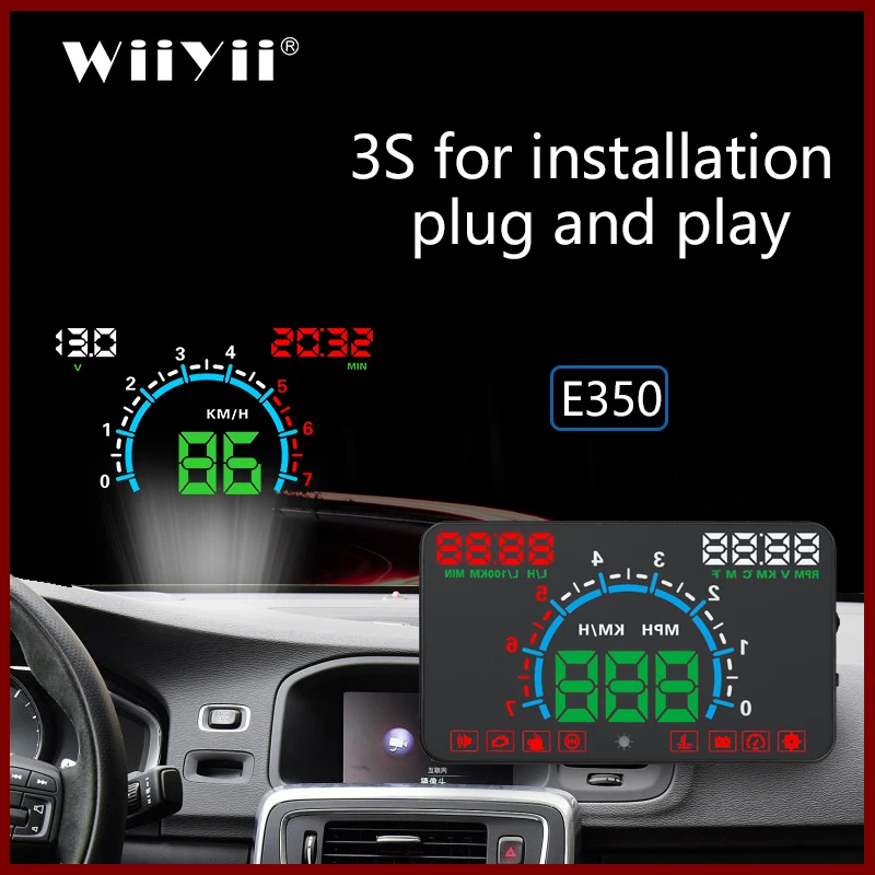 Проектор GEYIREN E350 OBD2 HUD проектор hud с диагональю 5 8 дюйма сигнализацией о превышении