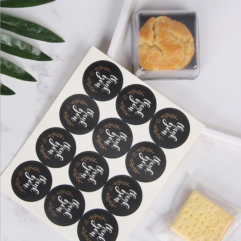 

120pcs/pack Round Black Bottom White THANK YOU Decorative Sticker Craft laptop notebook DIY Scrapbooking