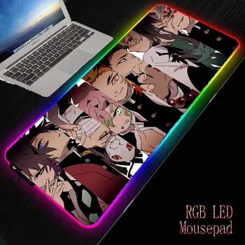 

MRGBEST RGB Anime Demon Slayer Kimetsu No Yaiba Gaming Large Gamer Led Computer Big Mousepad Mat with Carpet for Keyboard Desk