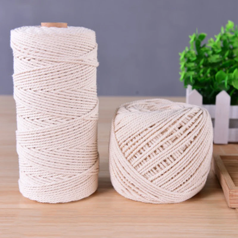 

Durable 100m White Cotton Cord Natural Beige Twisted Cord Rope Craft Macrame String DIY Handmade Home Decorative Supply